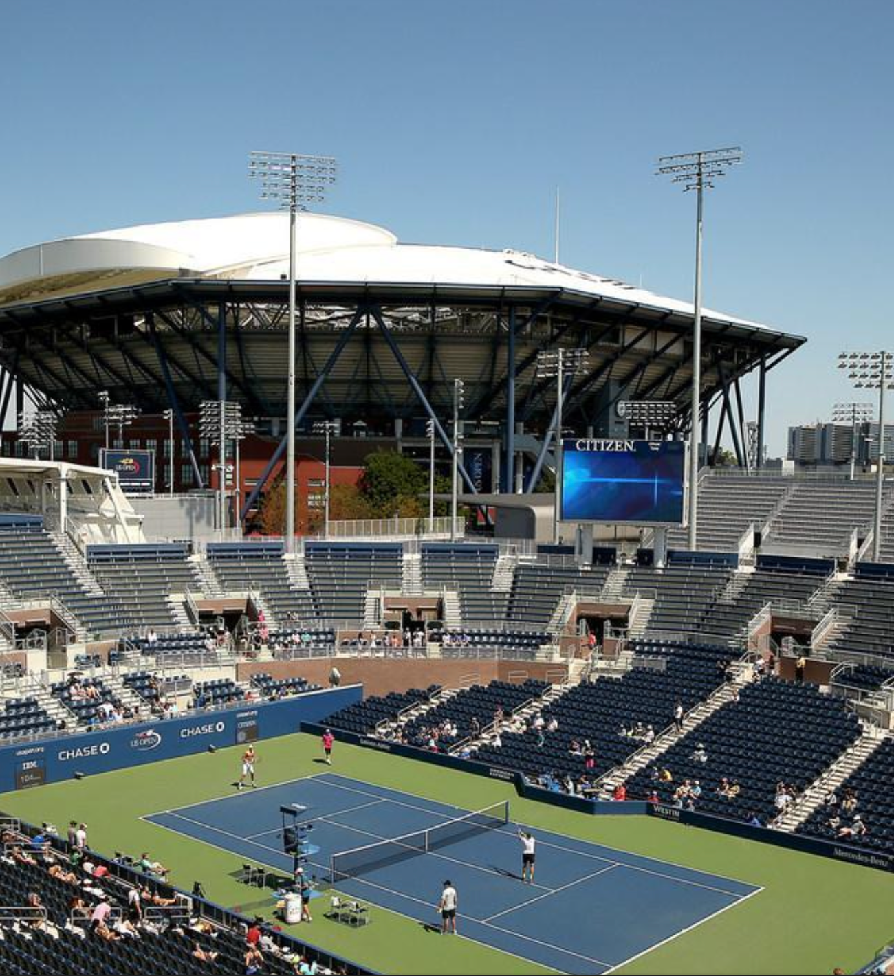 Tennis arena on sunny day