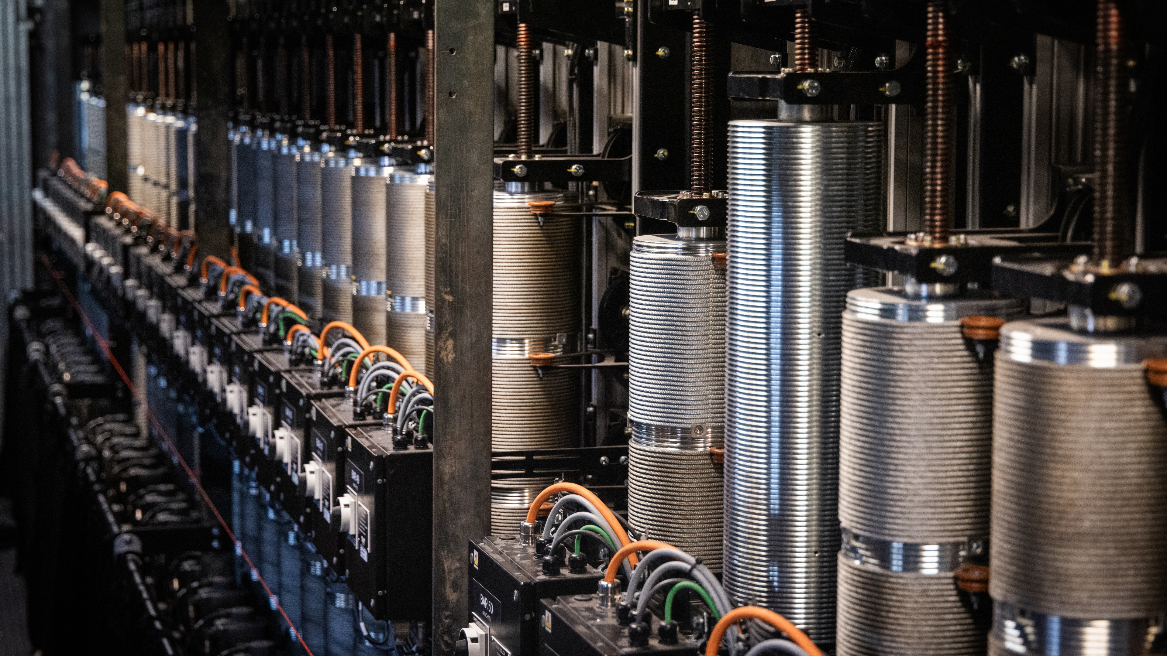 Array of large winches backstage at Glyndebourne Opera House