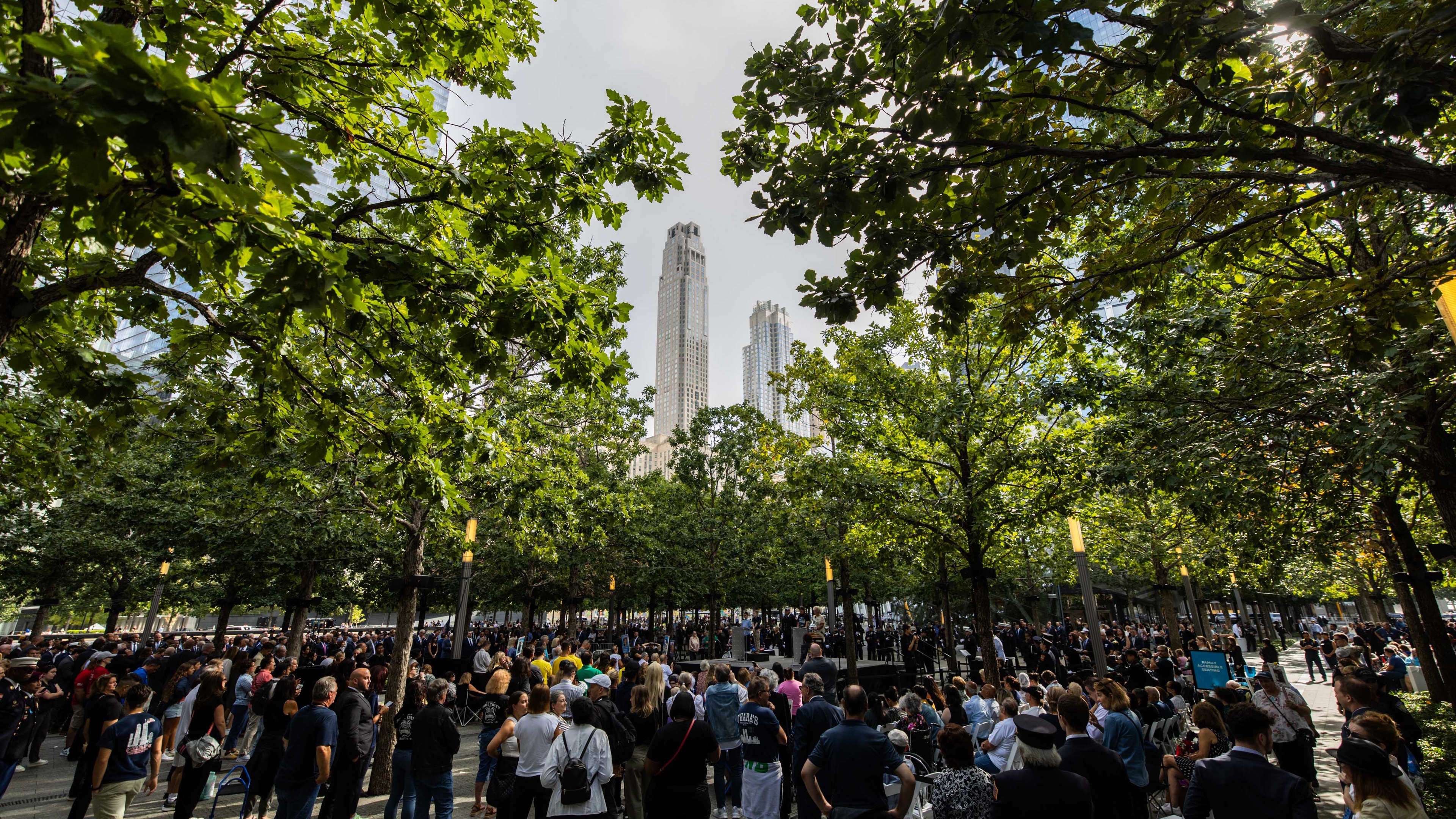 Hundreds of people gathered in central park for the 9/11 commemoration