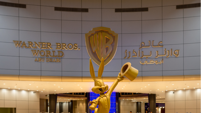 gold bugs bunny statue in lobby of building