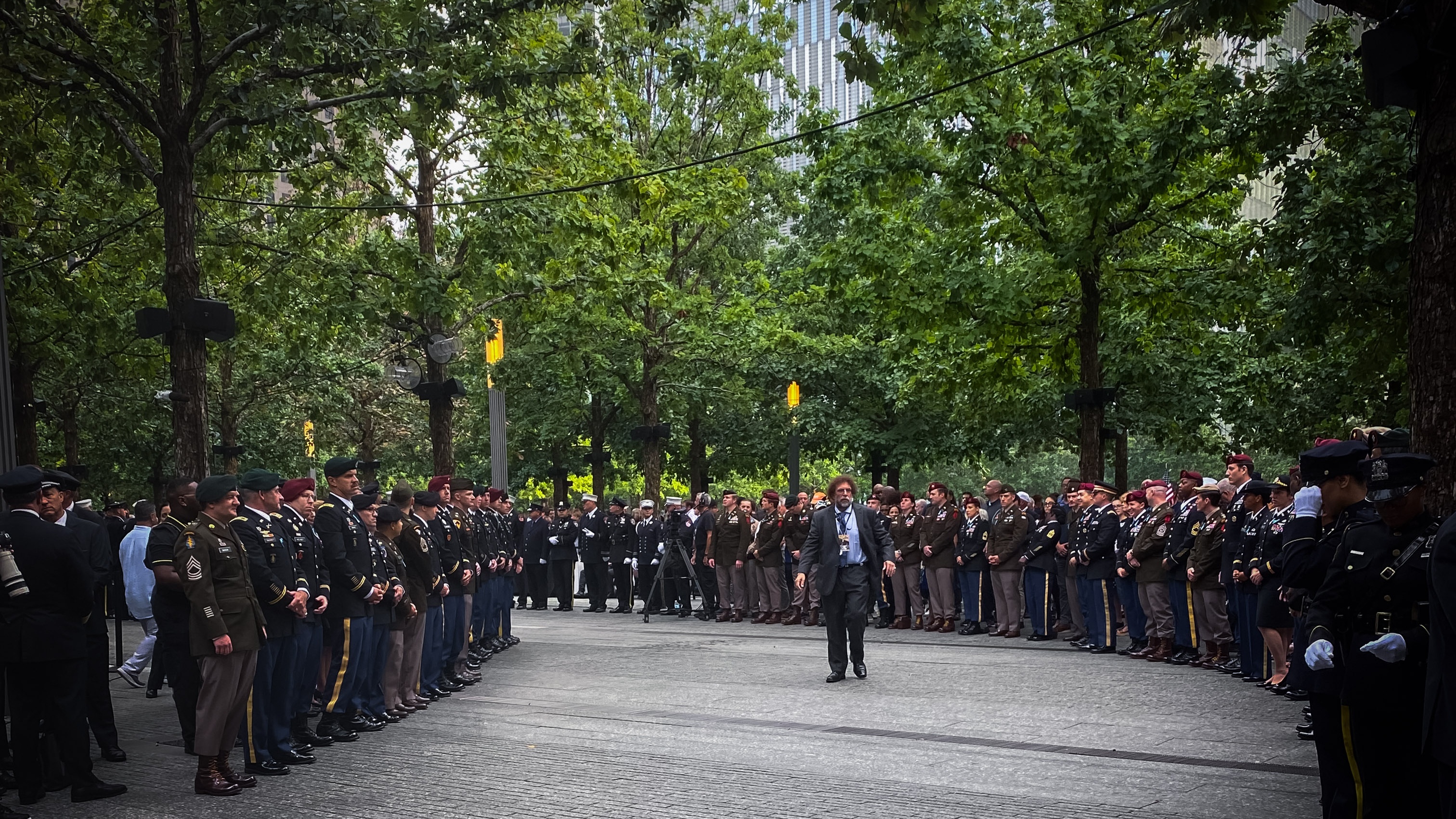 Large crowd gathered around NYPD