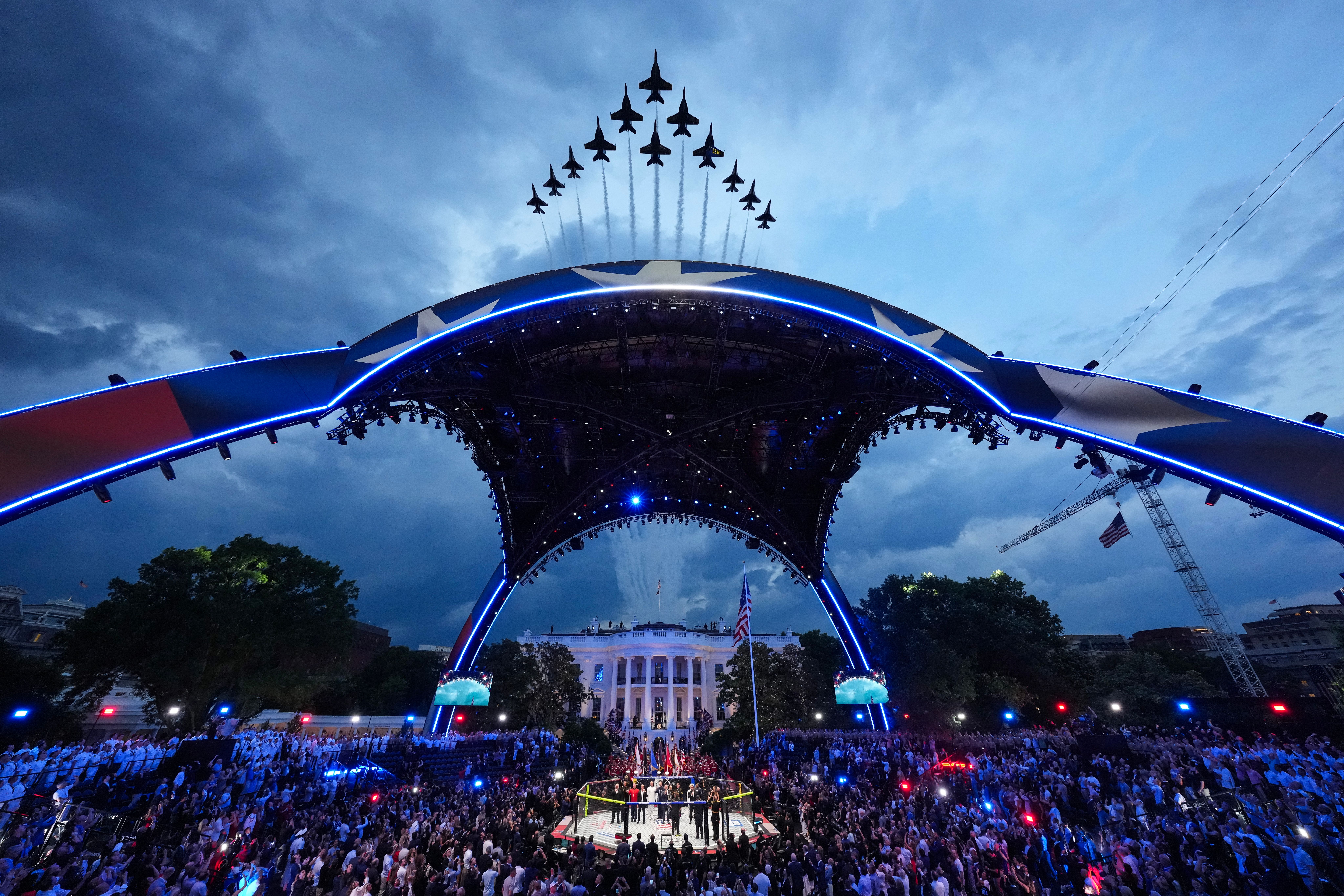 image of UFC 250 with fighter planes flying over the claw