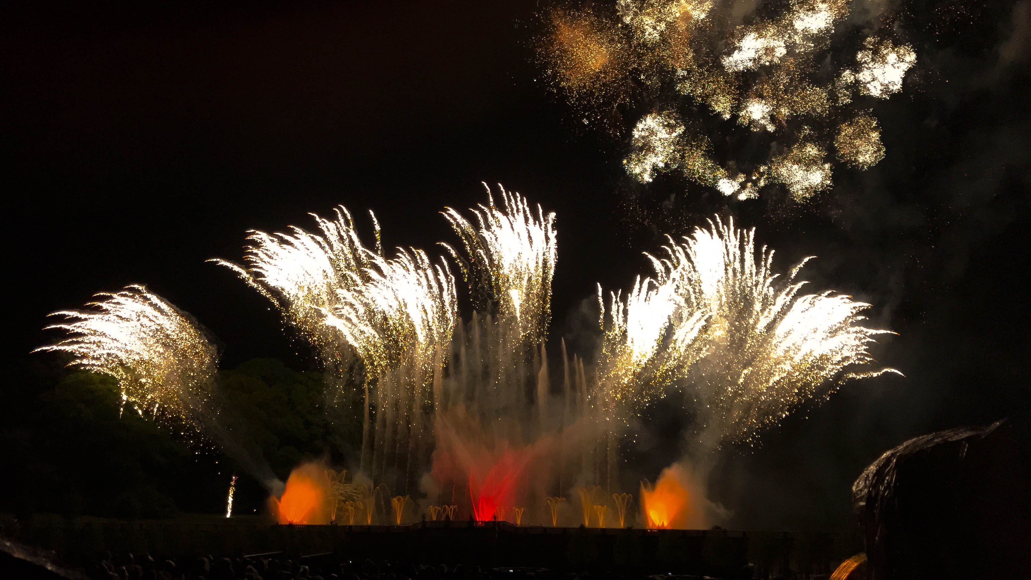 Nighttime outdoor water show