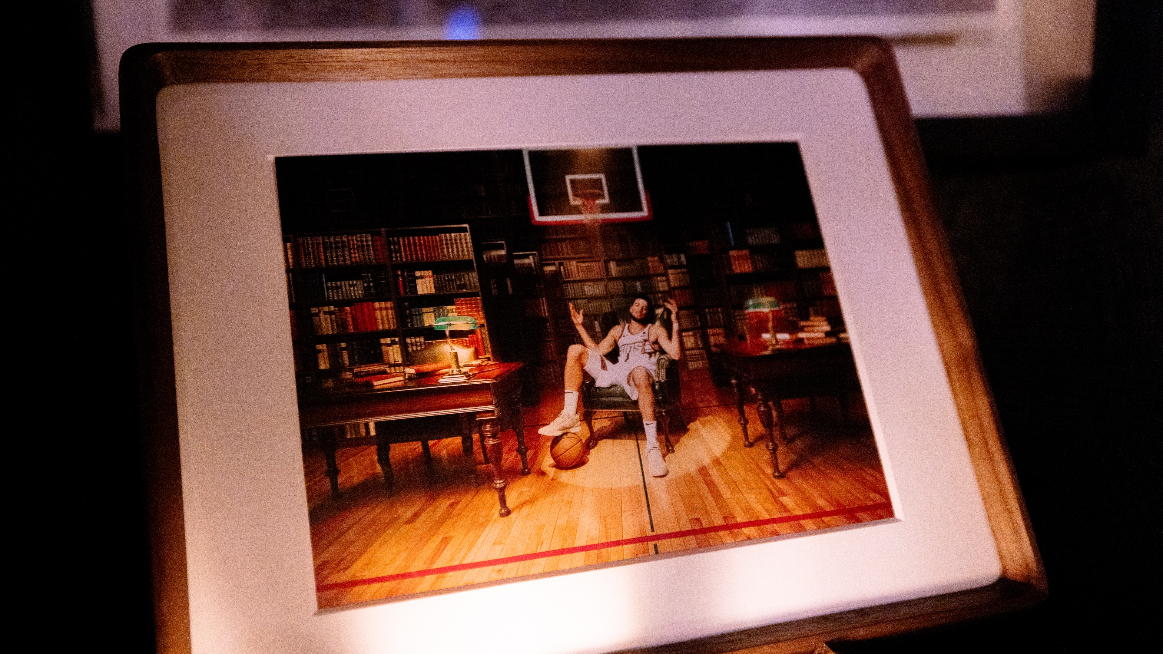 Close up image of photo of Devin Booker in frame