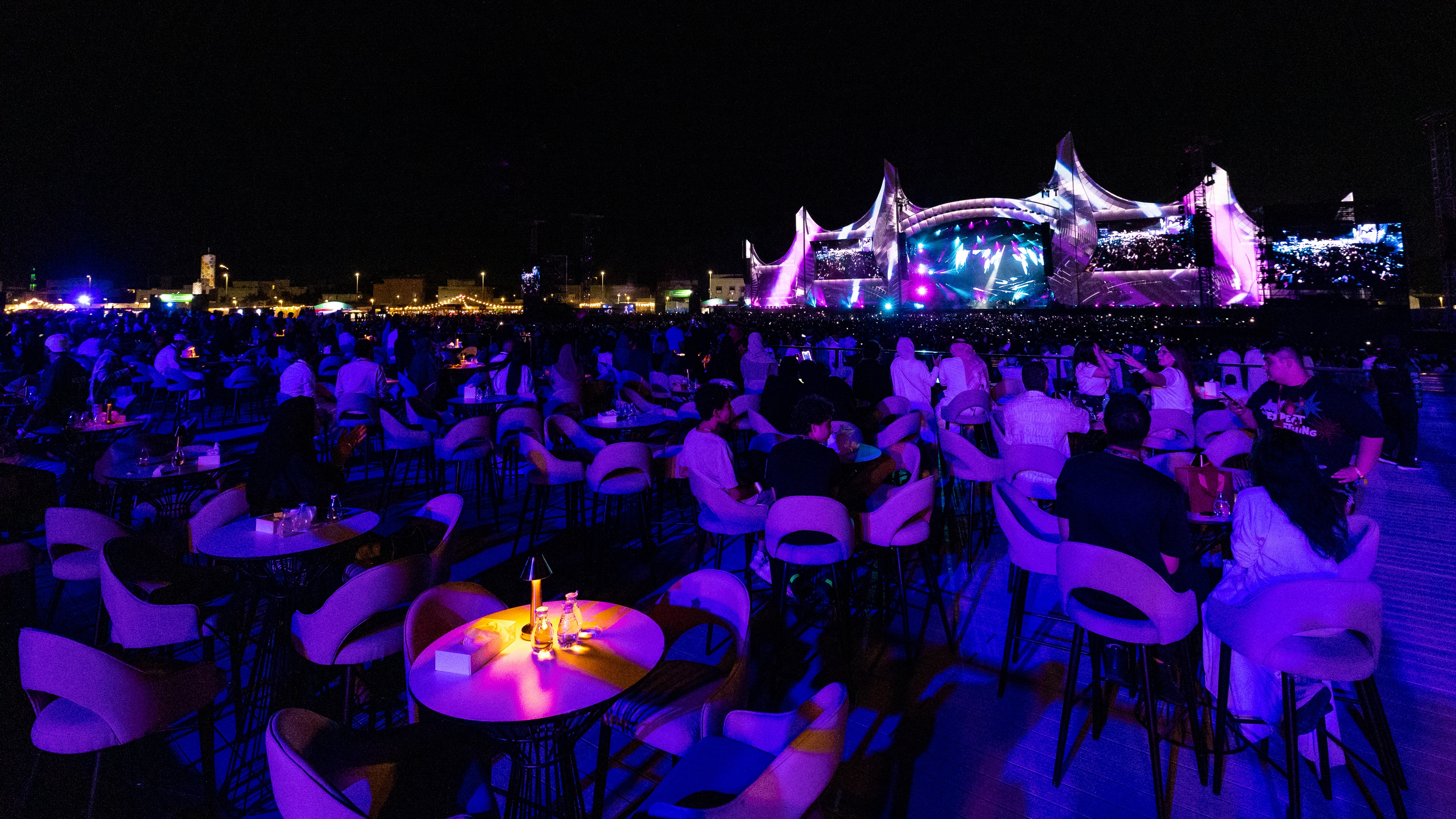 Formula 1 Saudi Arabian Grand Prix Concert people sitting in vip tables