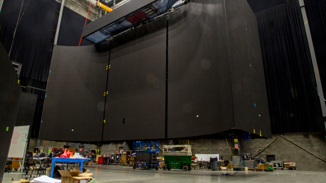 image of kinetic scoreboard being built in TAIT facilities