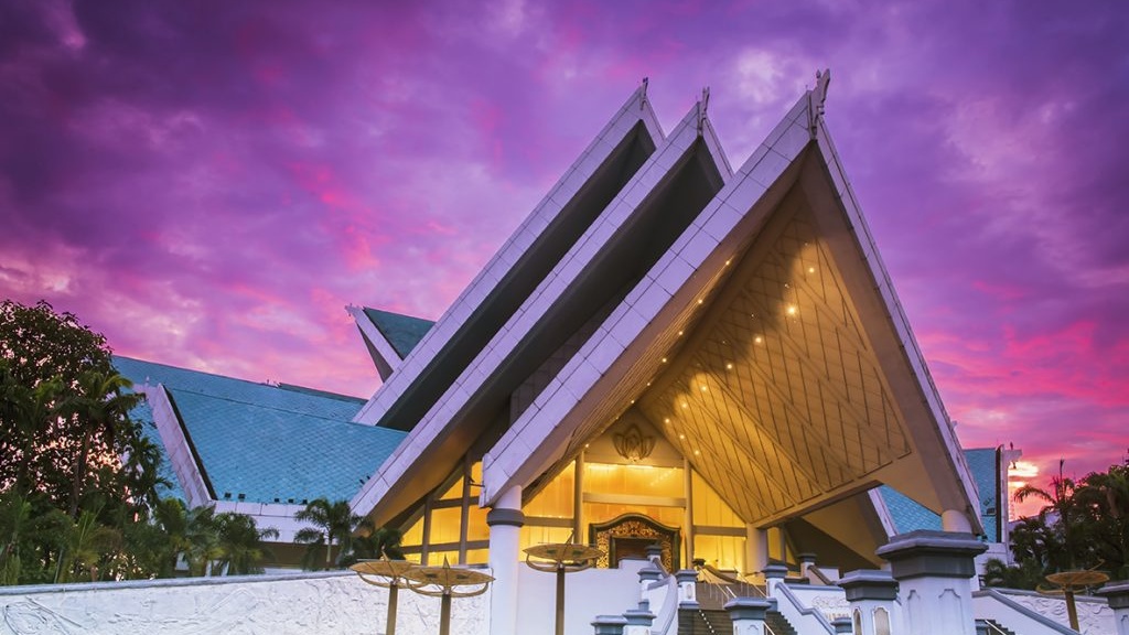 Exterior of Istana Budaya during purple sunset