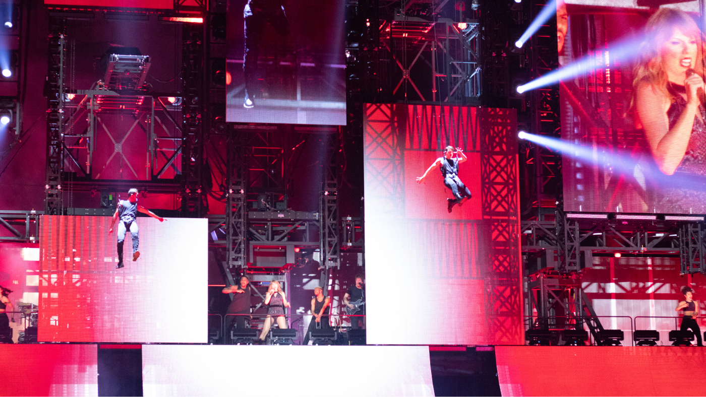 view of taylor swift performing on her concert screens