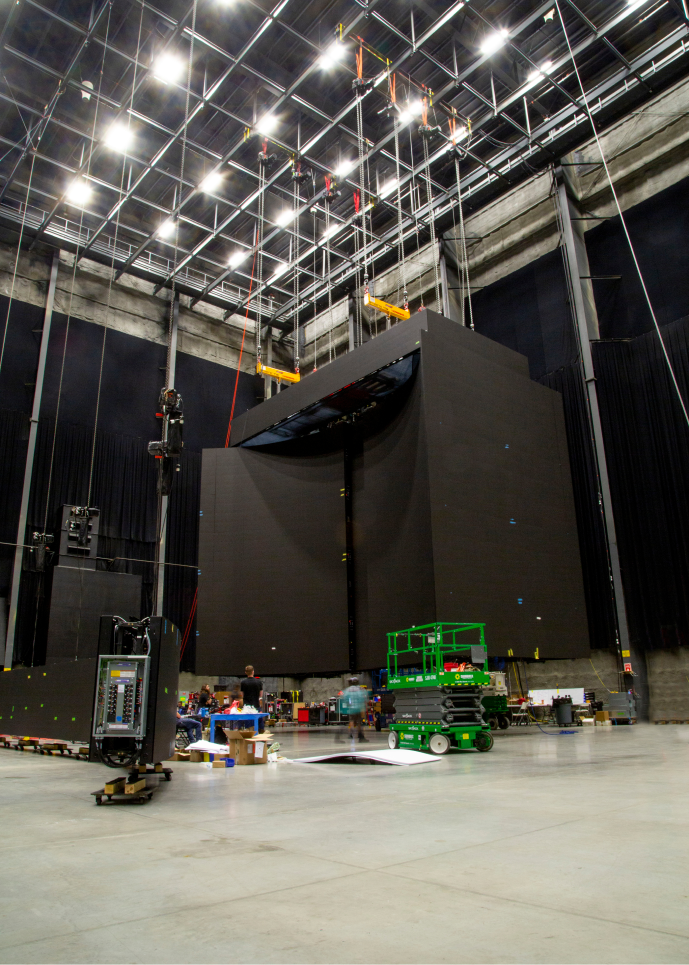 image of kinetic scoreboard being built in TAIT facilities