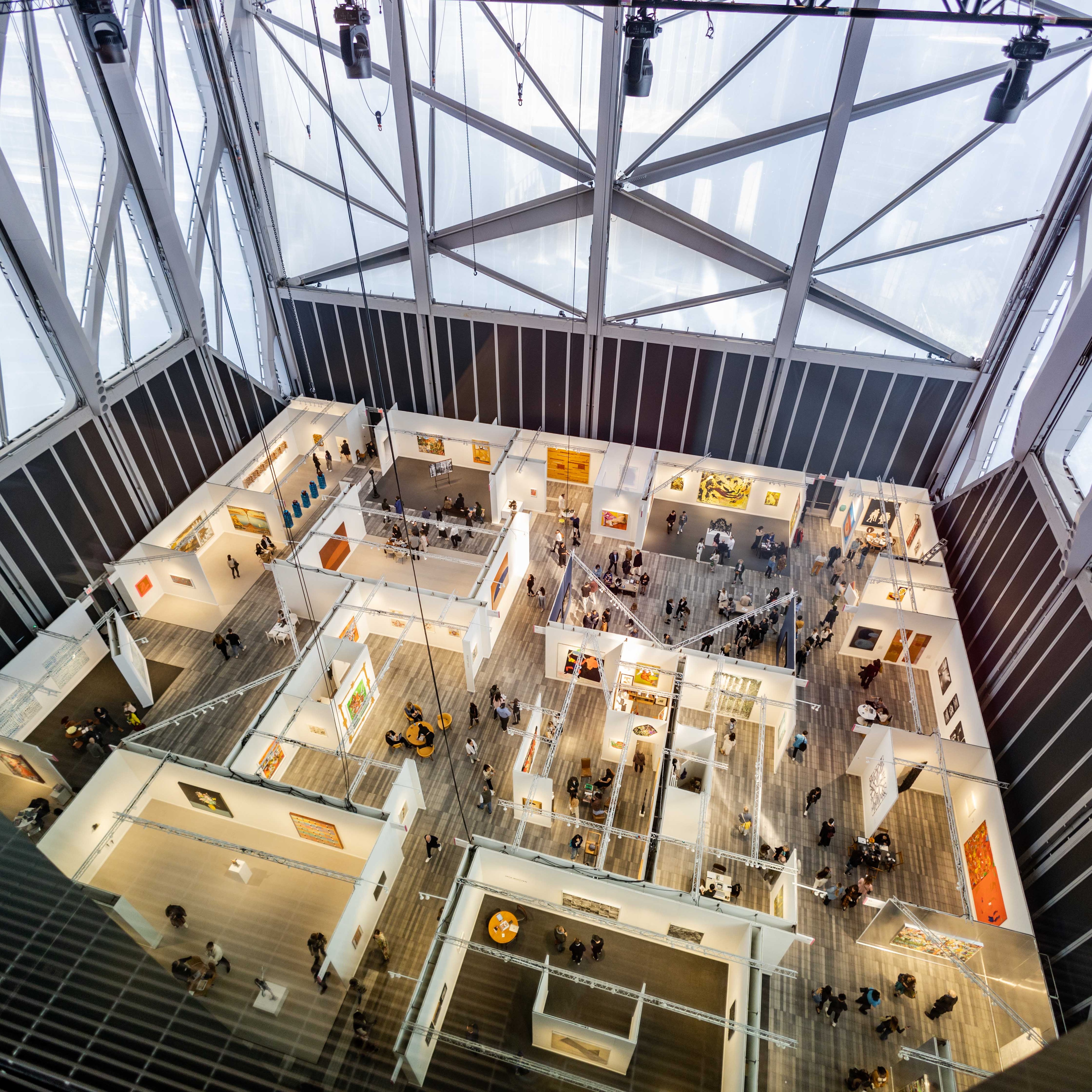 Aerial view of the Frieze Art Fair inside the Shed