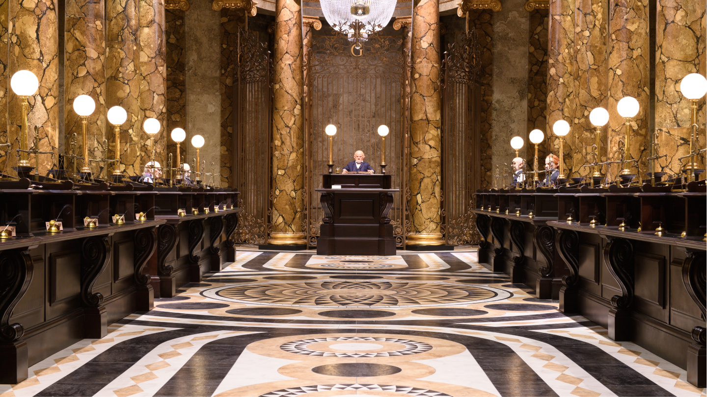 image of judge in grand hall in harry potter exhibit