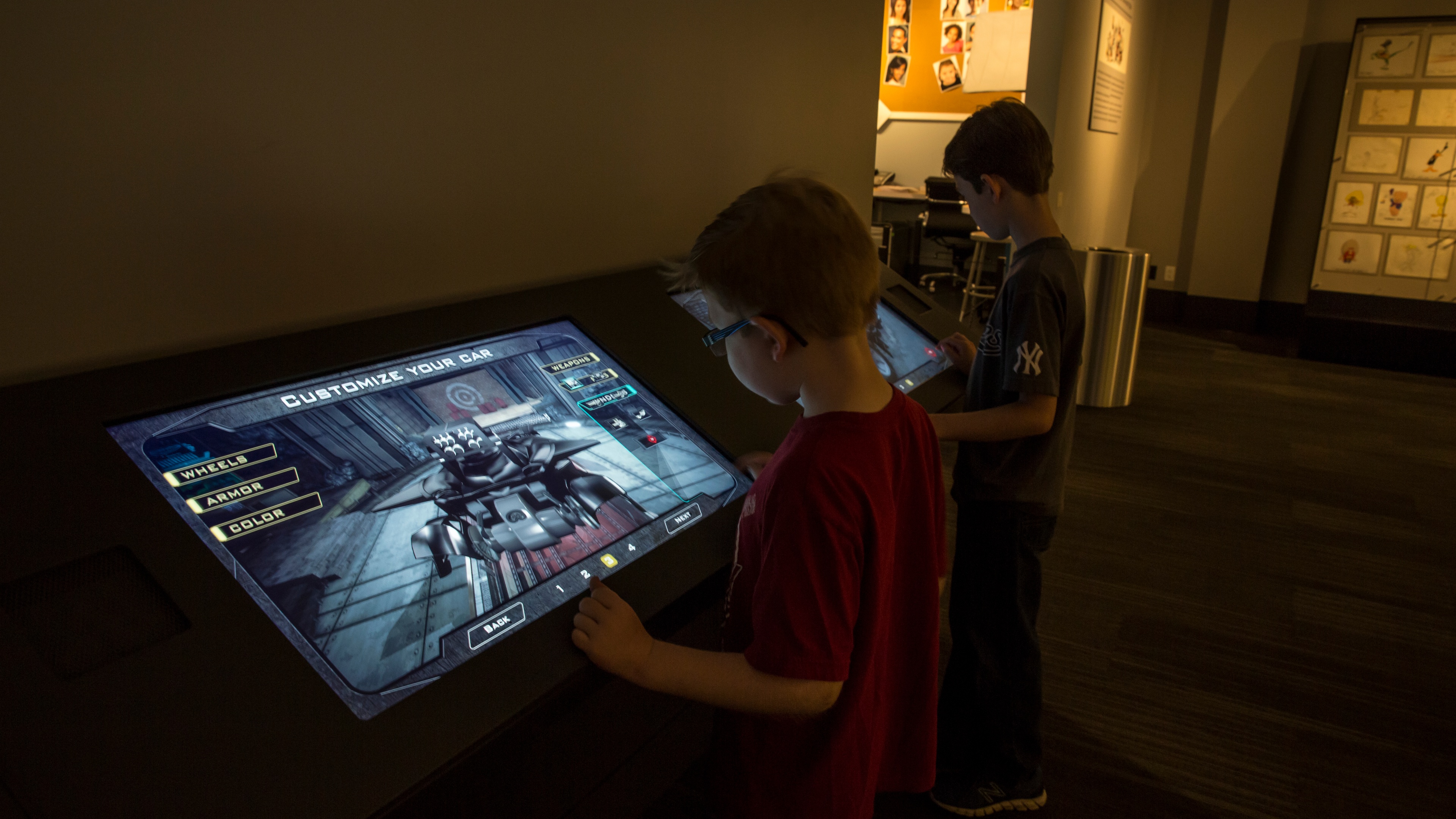 Children interacting with LED displays