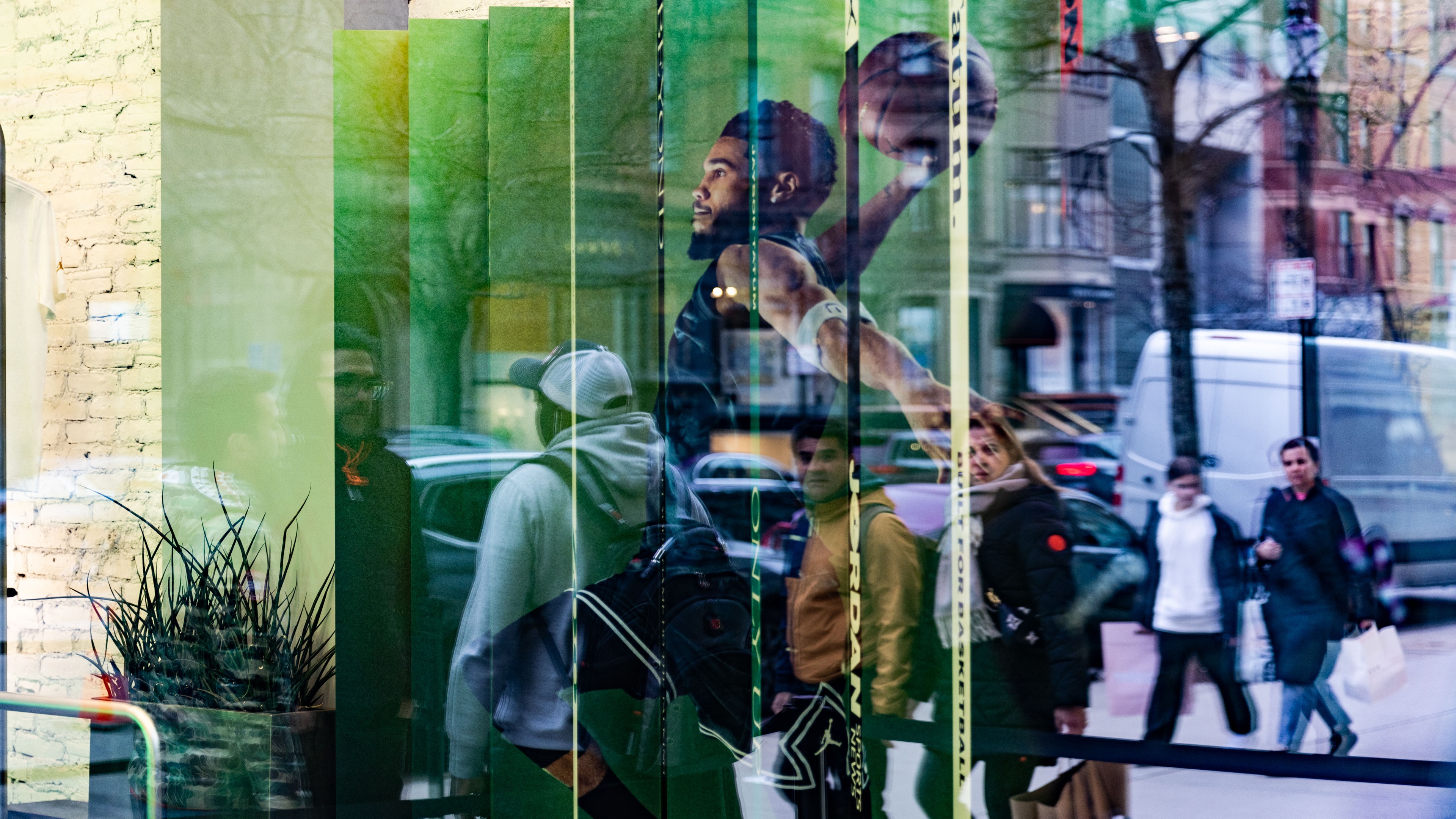 Nike merchandising through window