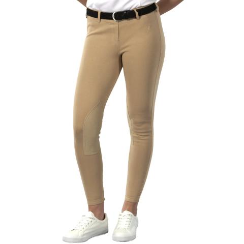 Horze Ella women's pull-on knee patch breeches in tan