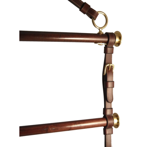 Leather, Wood & Brass Blanket Rack