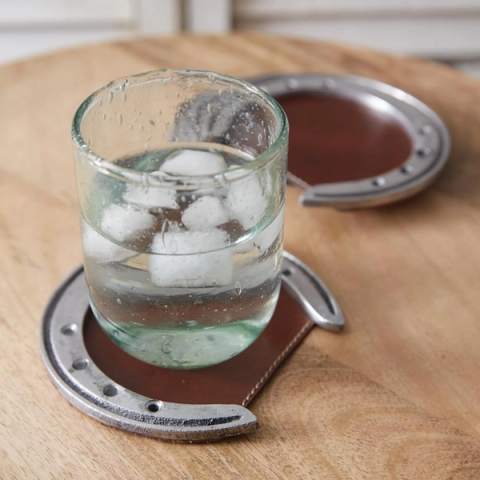 Leather Horseshoe Coasters, Set of 4