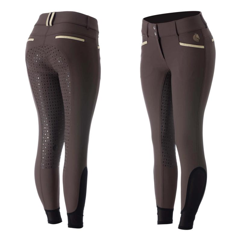 Equinavia Kristina Womens Full Seat Breeches — Brown/Gold