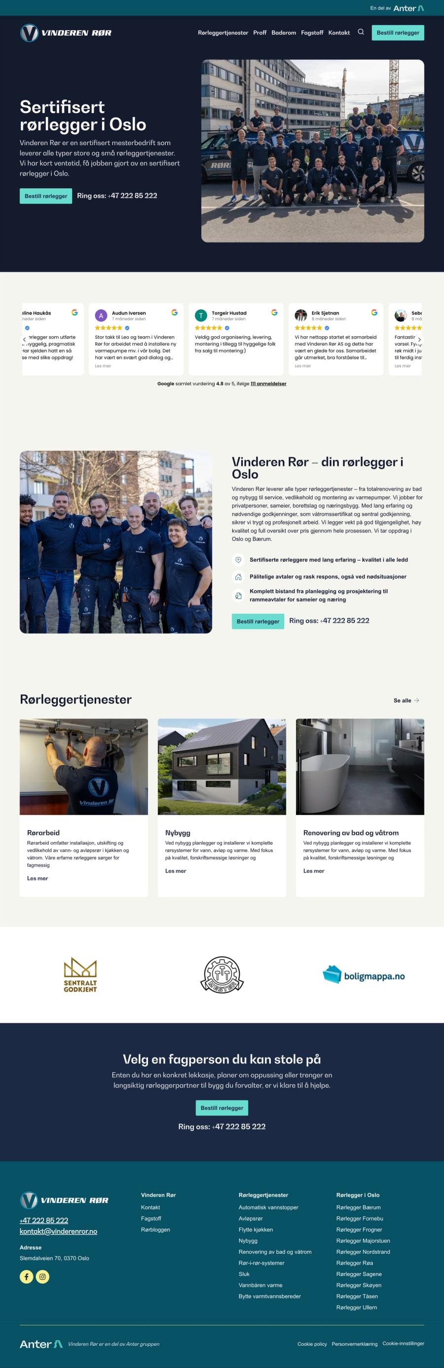 Skjermbilde av Vinderen Rør