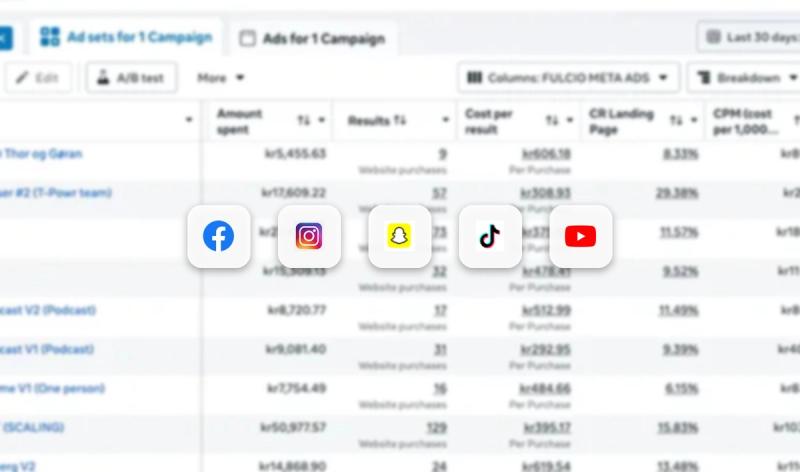 Betalt annonsering på Meta, TikTok og Snapchat
