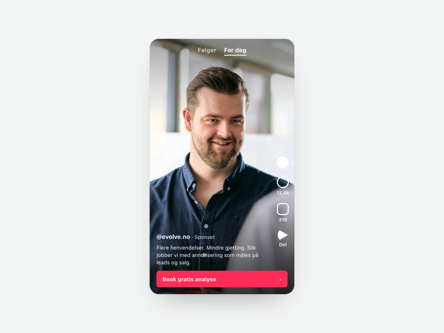 TikTok-annonse fra Evolve Communication i For deg-feeden