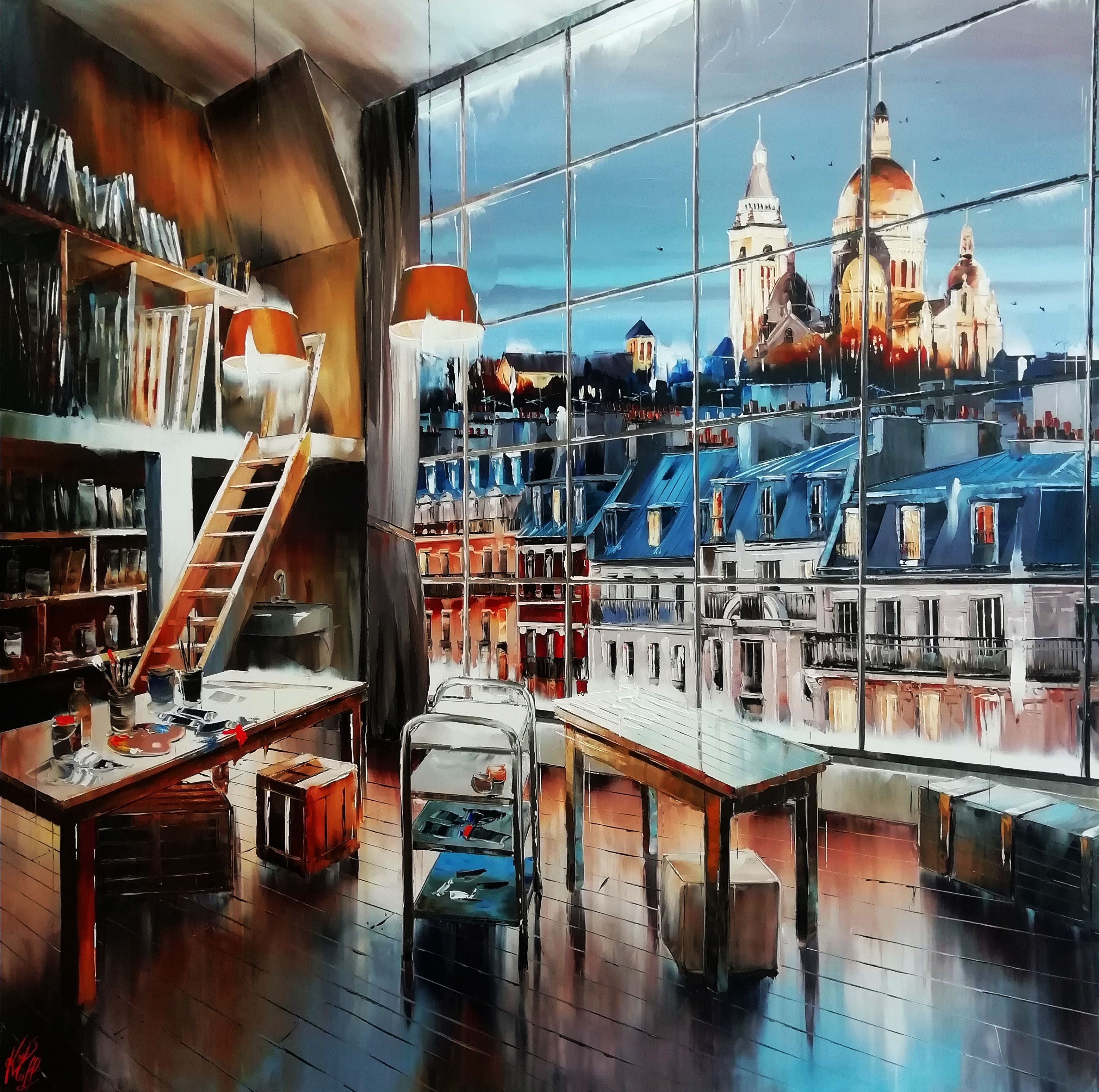 Peinture nommée Mon atelier butte Montmartre