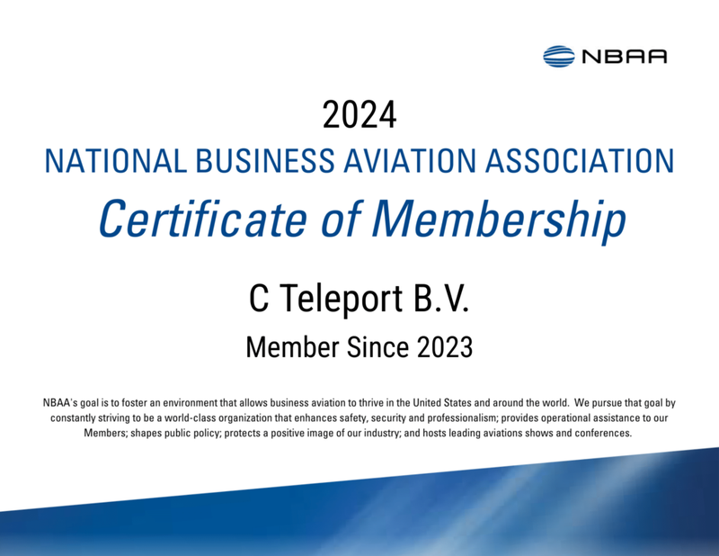 A certificate of the National Business Aviation association