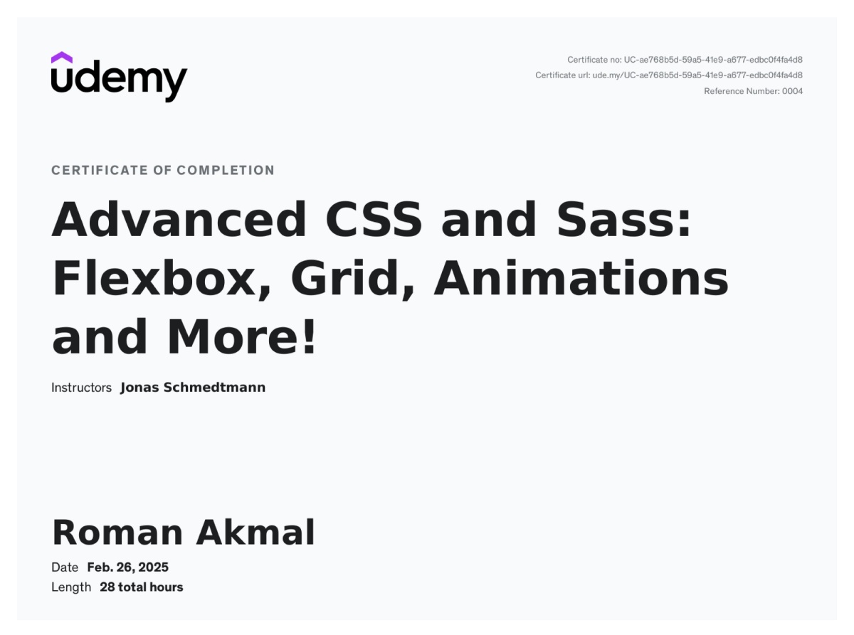 Advanced CSS & Sass Certification