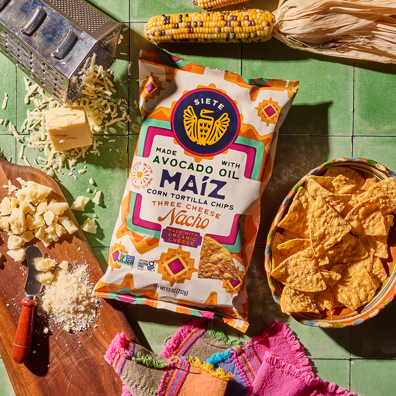 Maíz Three Cheese Nacho Corn Tortilla Chips
