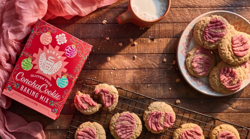 Concha cookie package with cookies spread across table 