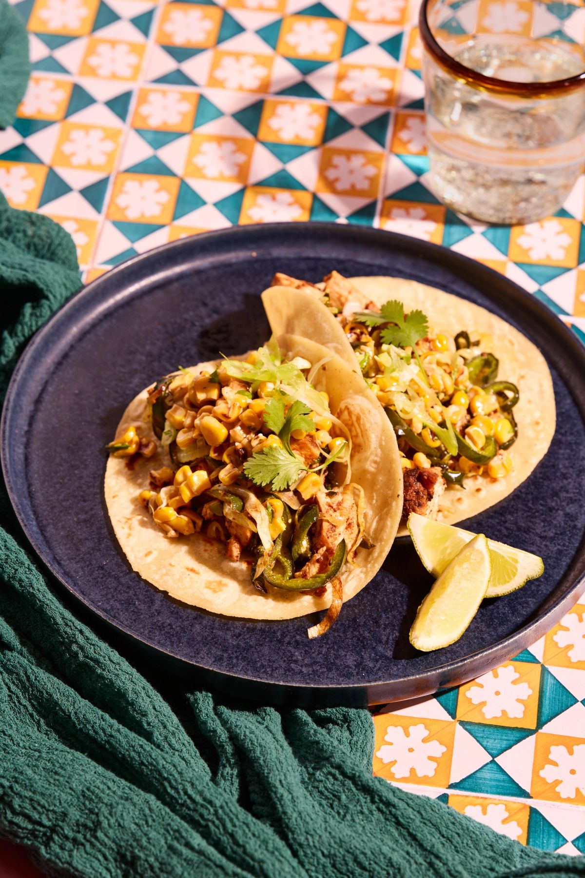 Street Corn Chicken + Poblano Tacos
