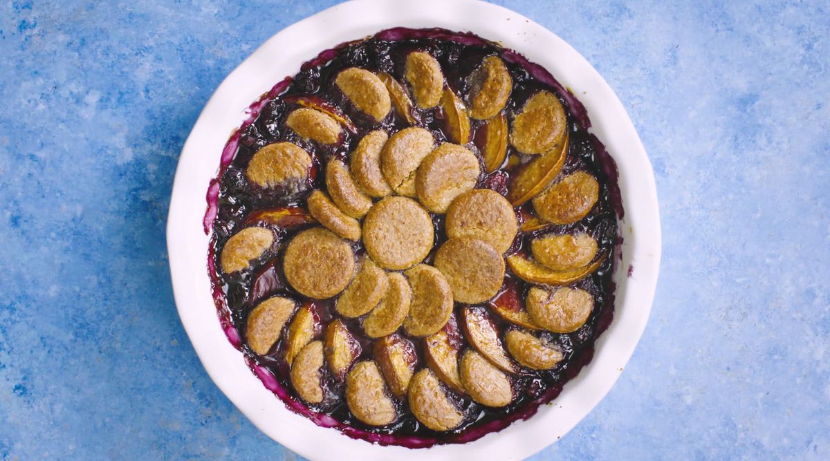 Shortbread Blueberry Peach Cobbler