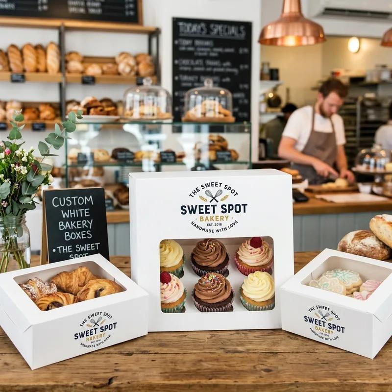 Custom White Bakery Boxes with Window thumbnail 3