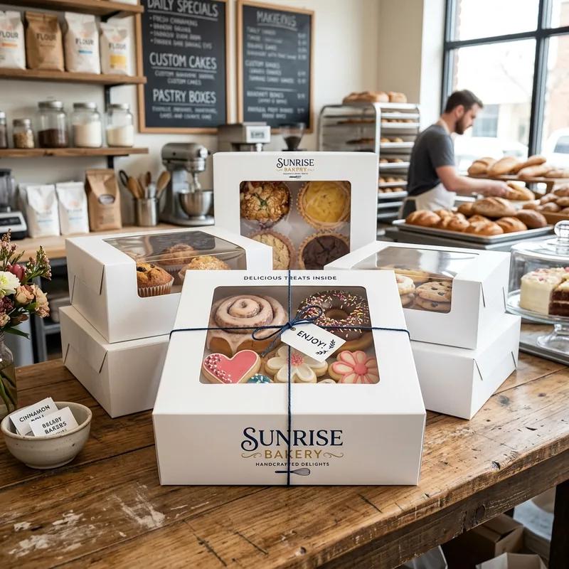Custom White Bakery Boxes with Window