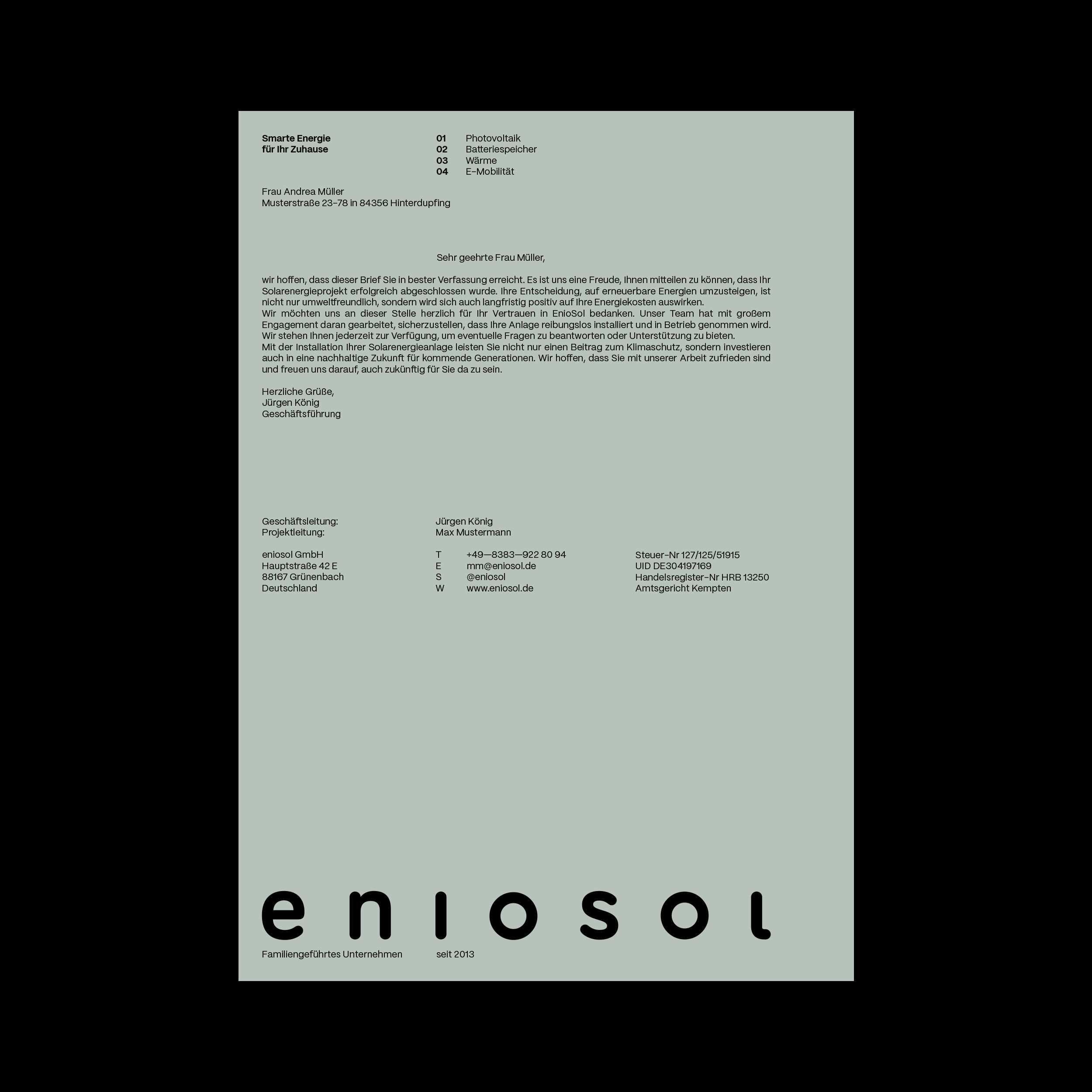 eniosol briefbogen design branding