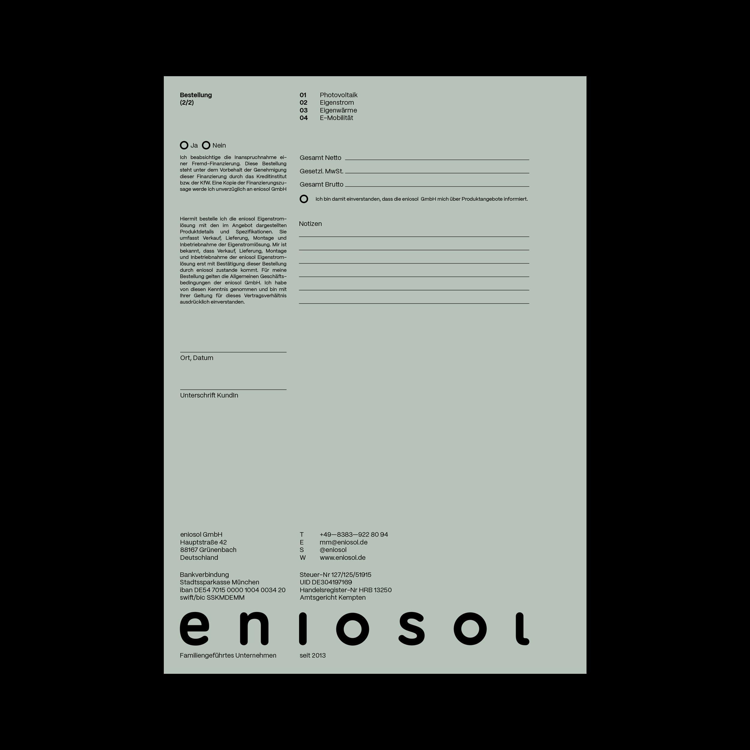 eniosol briefbogen design branding