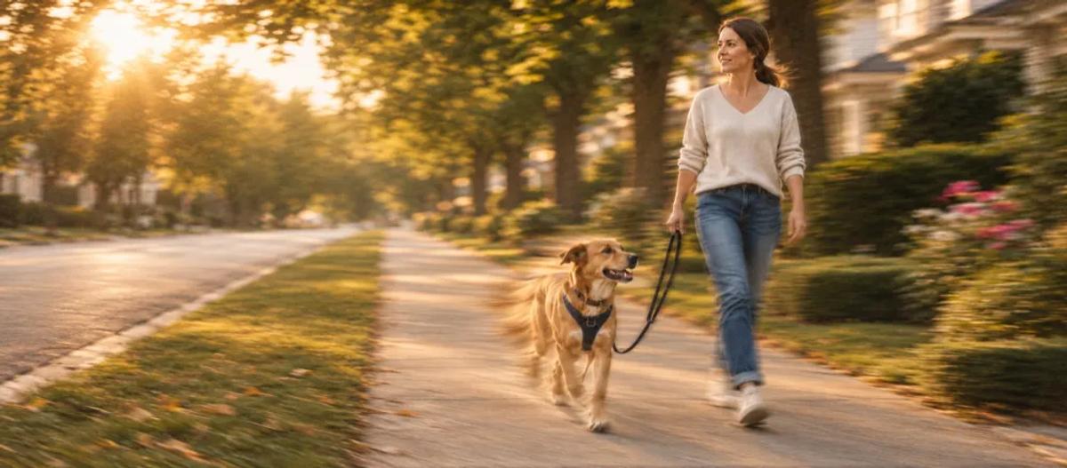 Dog walking by Nuzzy