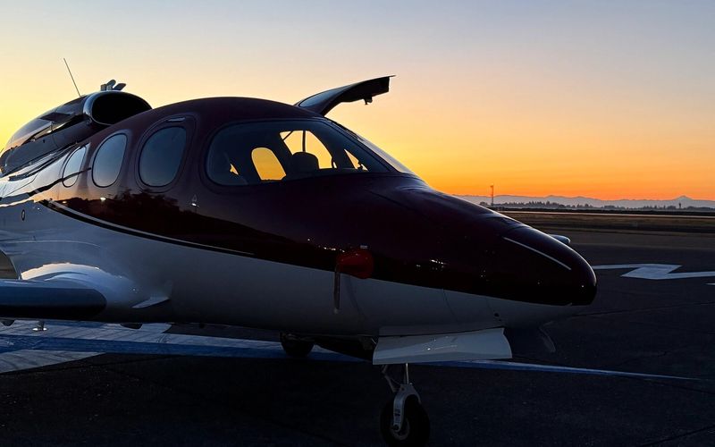Vision Jet at dawn on the ramp at McMinnville