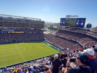 A full stadium during a World Cup soccer match in Santa Clara, California