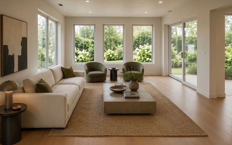 Living room with garden views