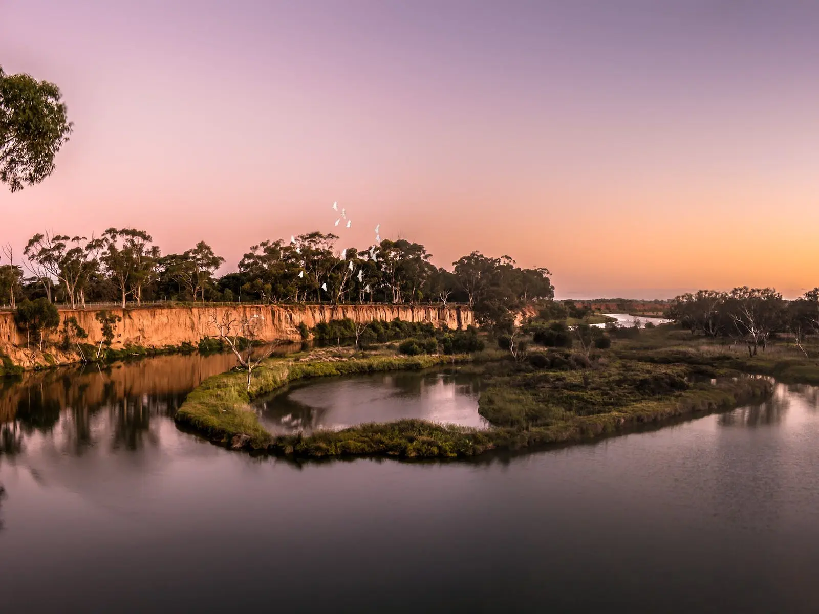 Lake scene at dusk in Werribee
