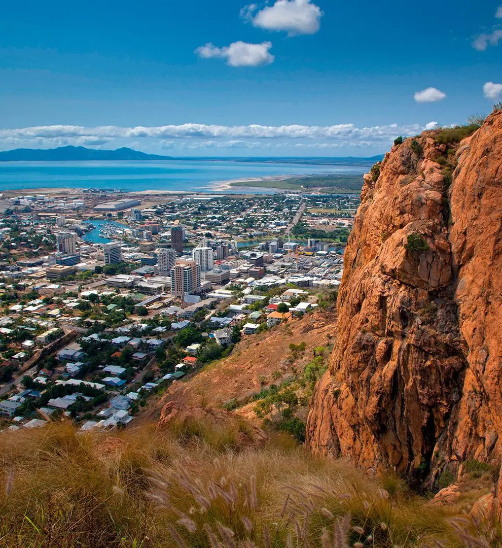 Hillside view with Townsville in the distance