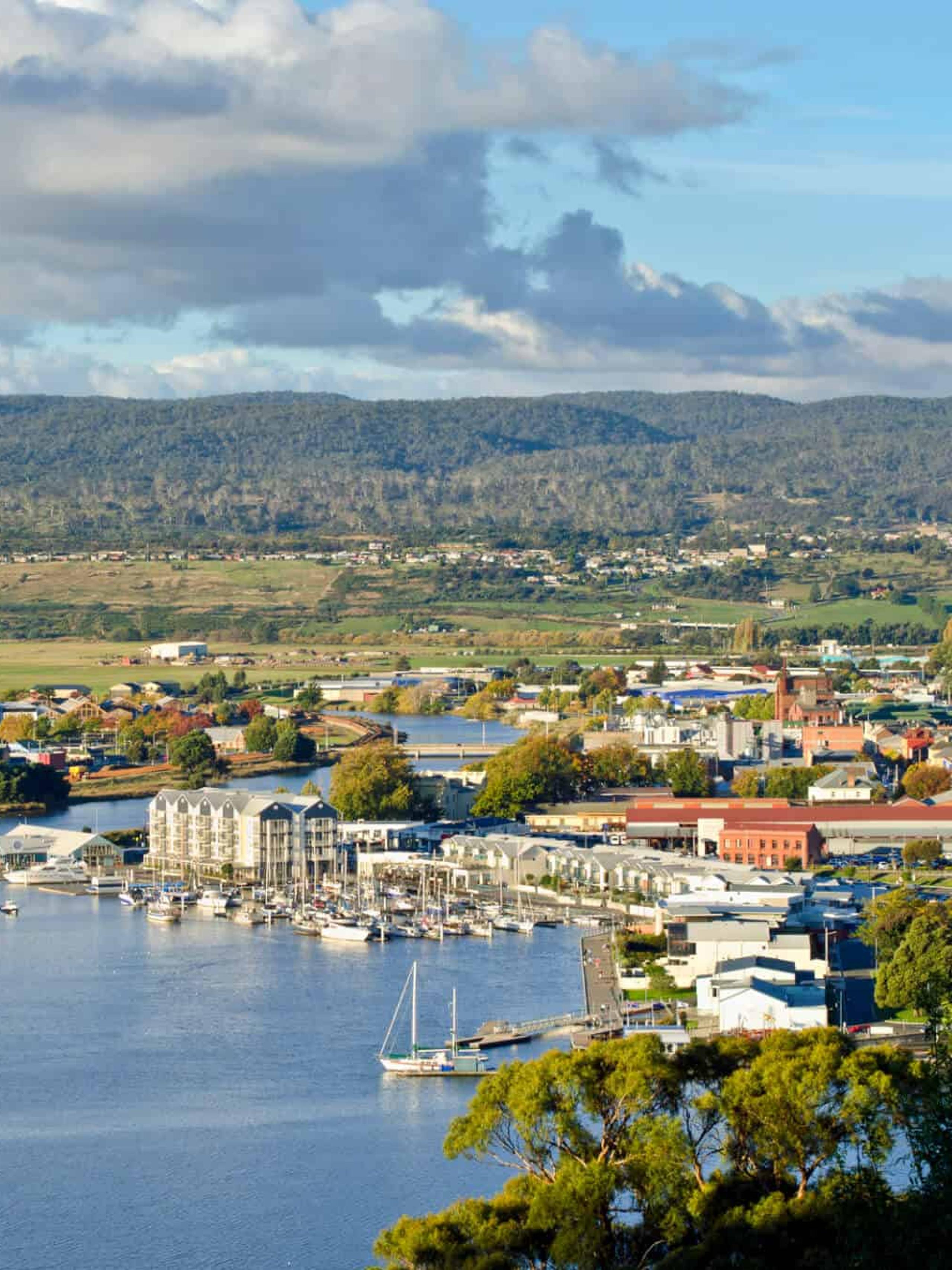 Launceston with hills in the distance