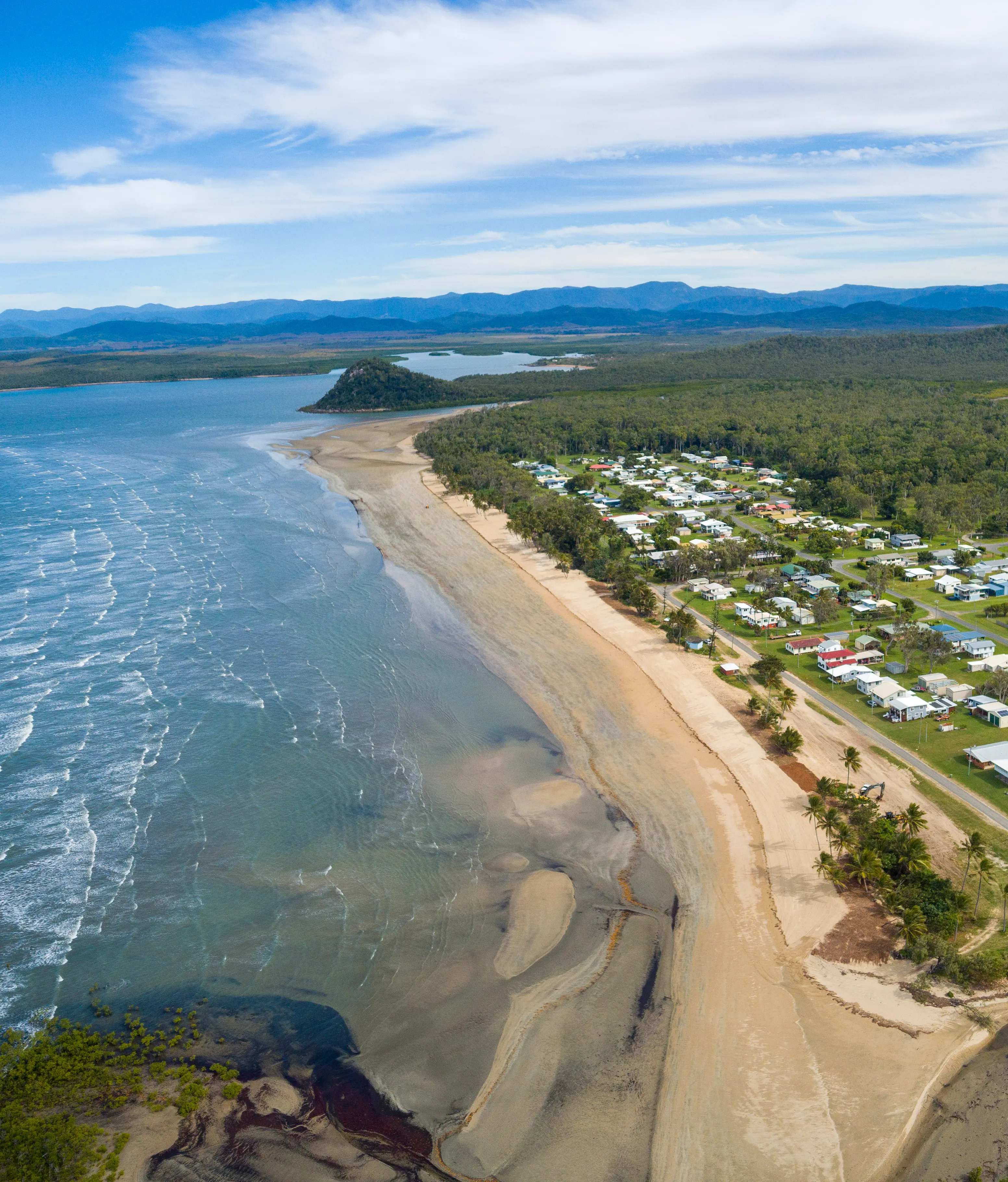 Aerial coastal view of Mackay