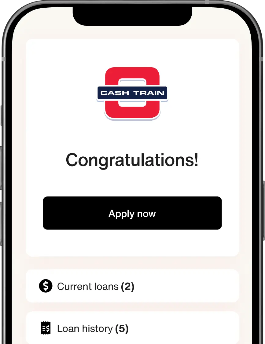 Screenshot of the Cash Train App.