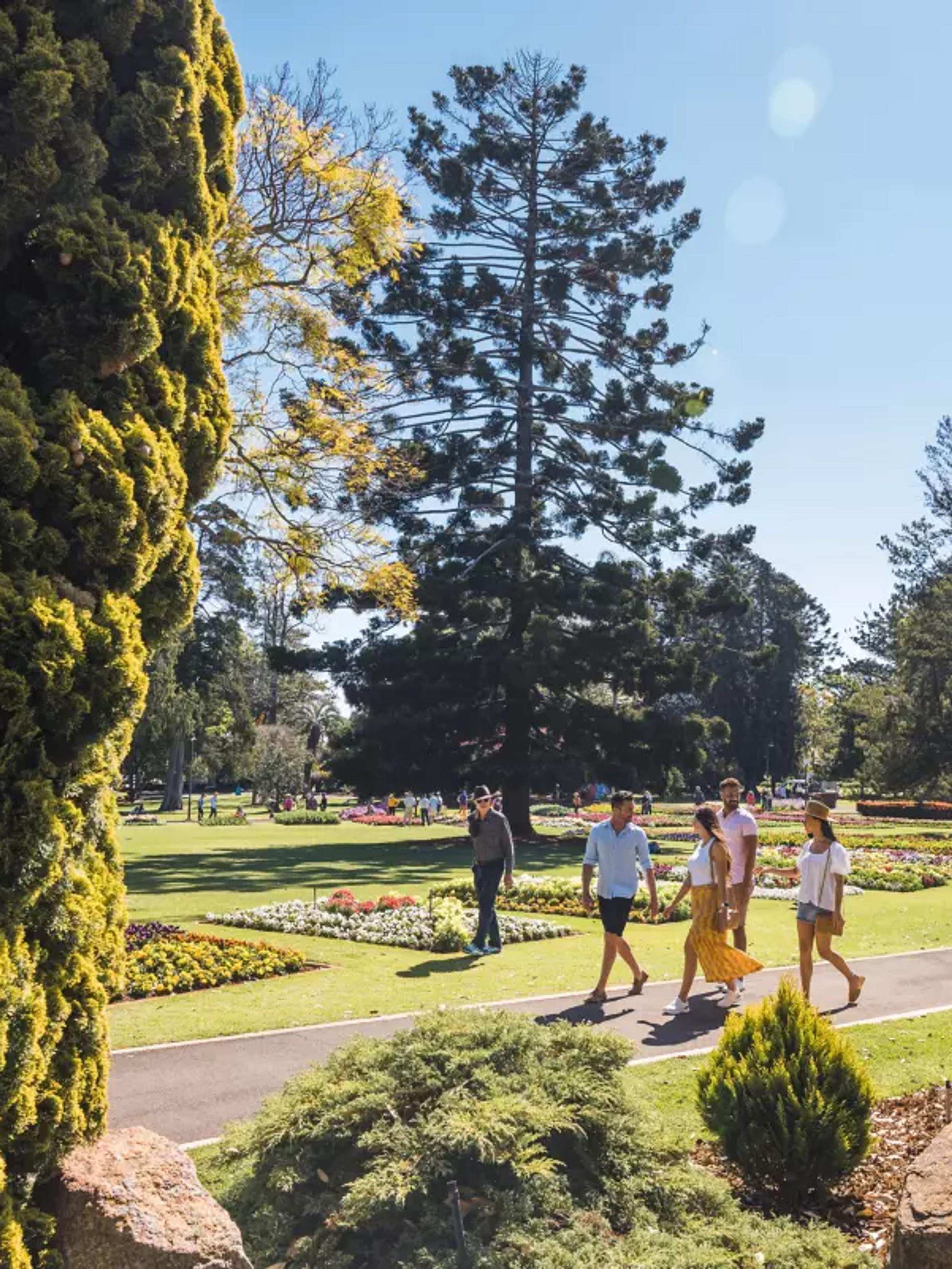 Friends walking in a park in Toowoomba