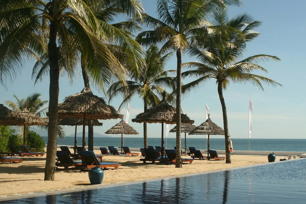 Infinity pool with holiday resort