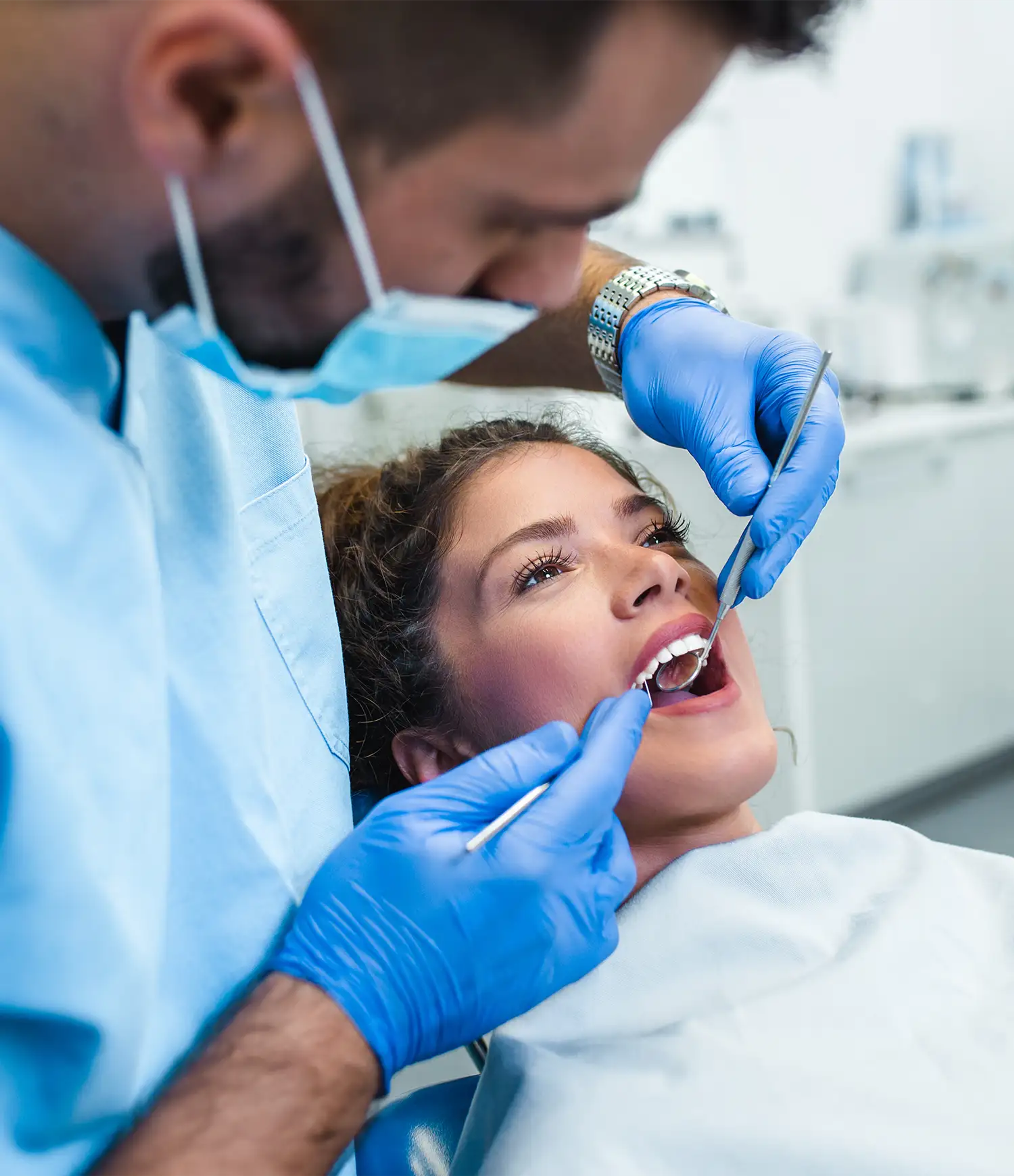 Woman getting urgent dental treatment