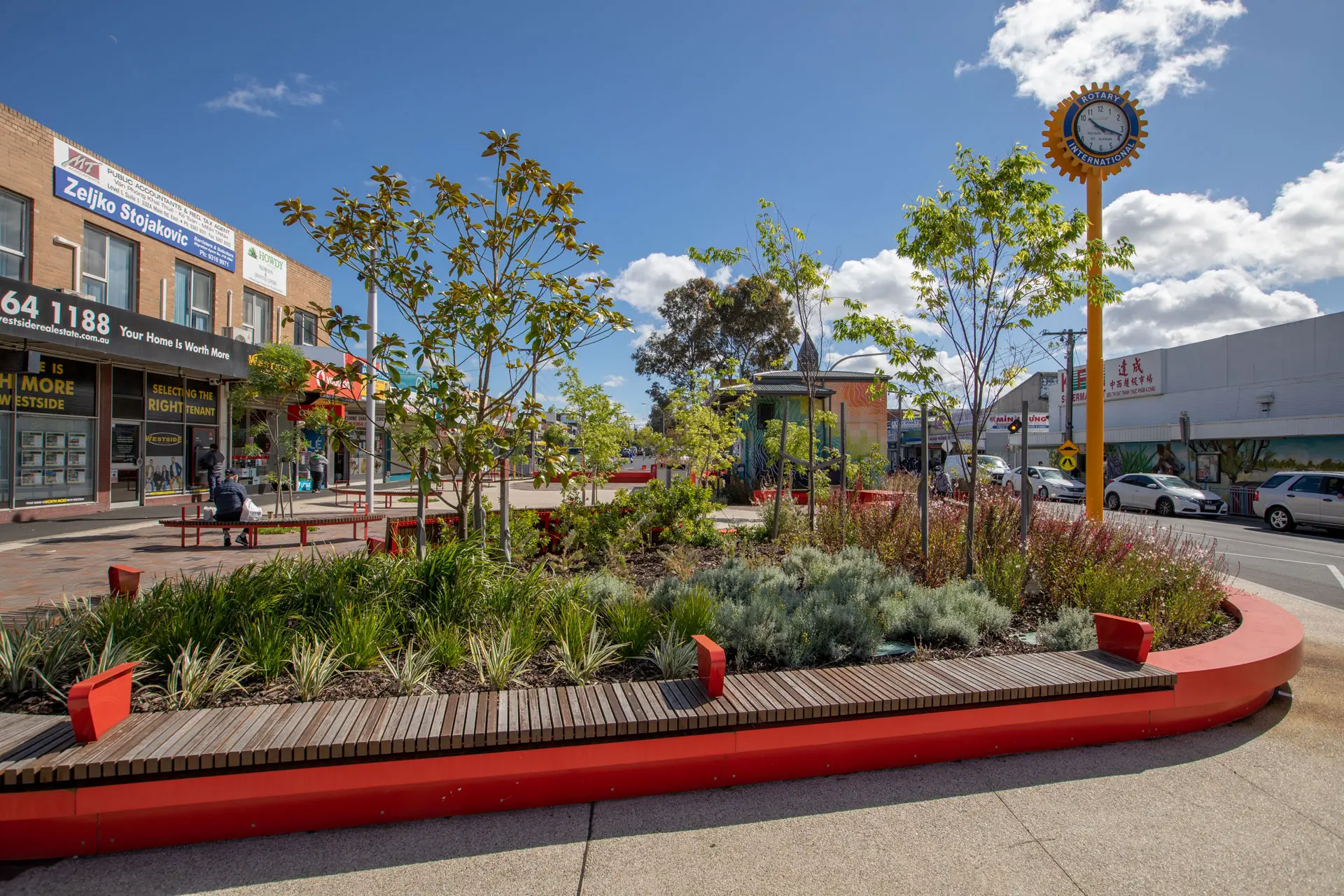 St Albans town center with public benches