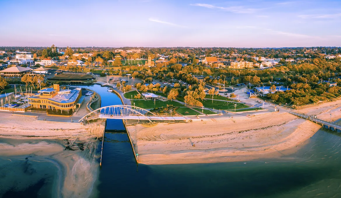 Aerial view over Frankston, Victoria