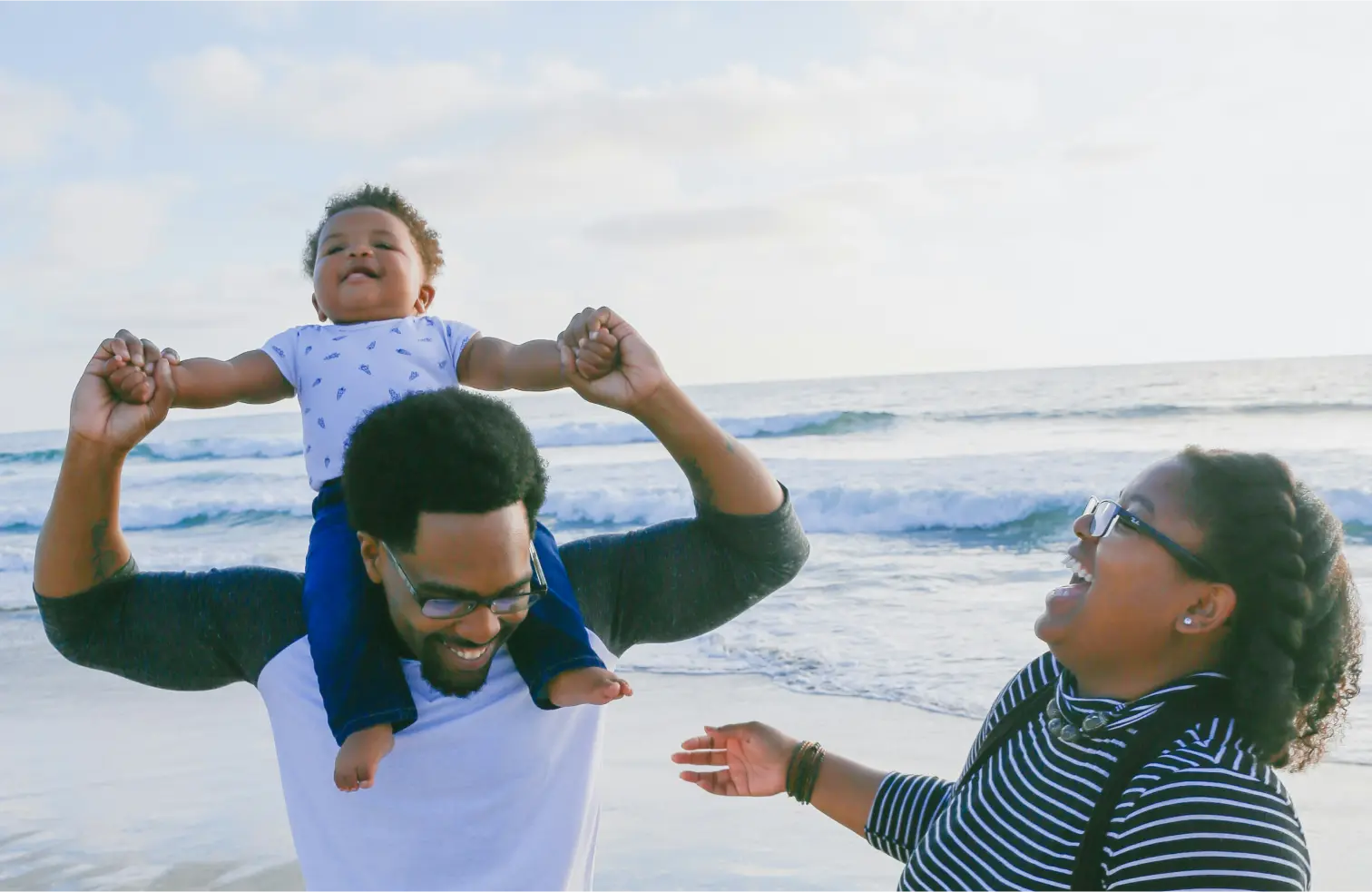 Young family at the ocean